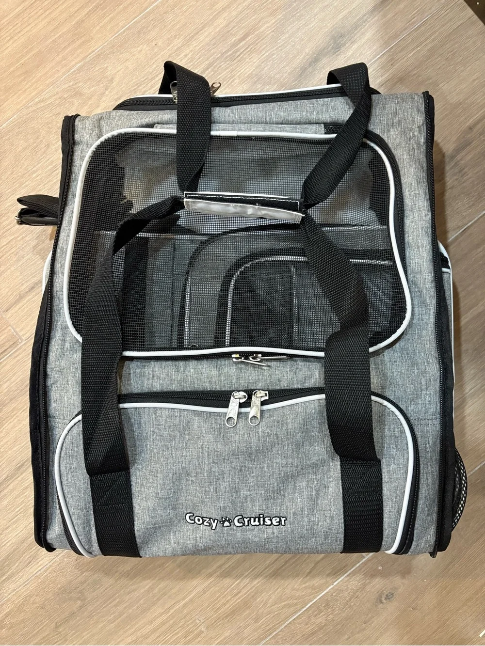 Grey Rolling Pet Carrier Tote - Travel-Ready dog/cat  Carrier